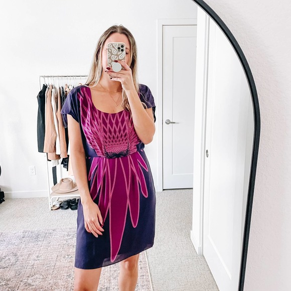 TIBI Purple Pink Silk Mini Dress - Picture 4 of 14